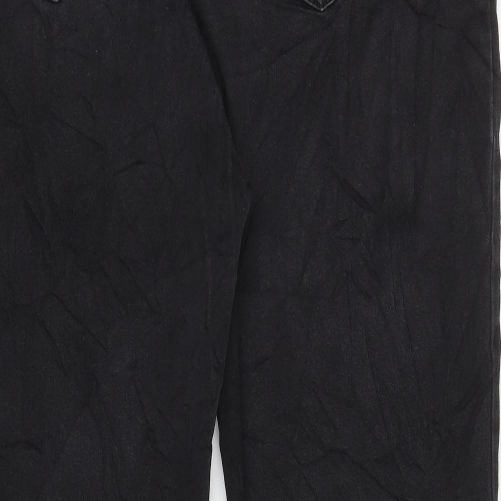 Marks and Spencer Womens Black Cotton Straight Jeans Size 16 L27 in Regular Zip