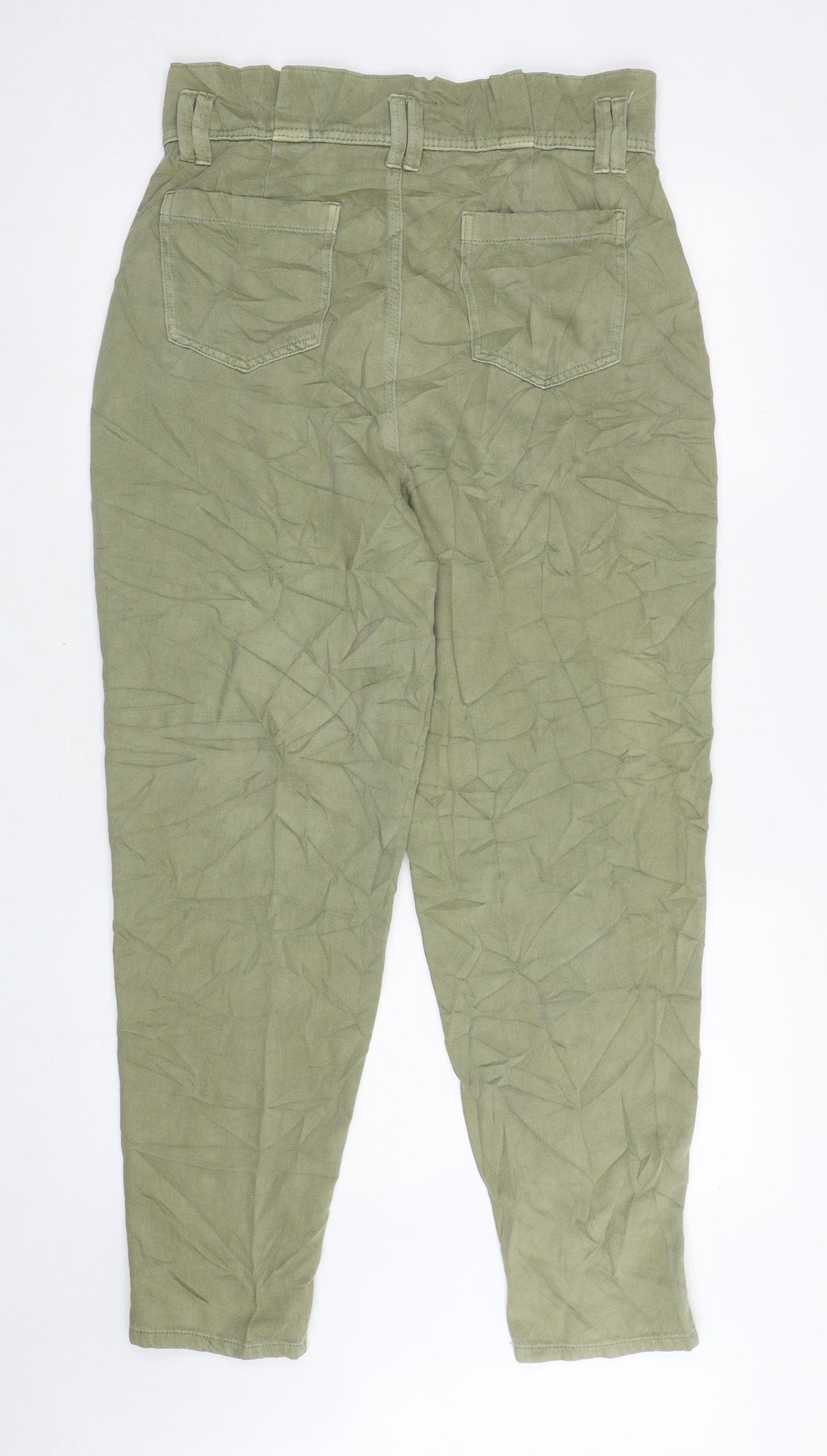Per Una Womens Green Cotton Tapered Jeans Size 14 L28.5 in Regular Zip