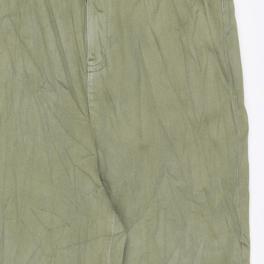 Per Una Womens Green Cotton Tapered Jeans Size 14 L28.5 in Regular Zip