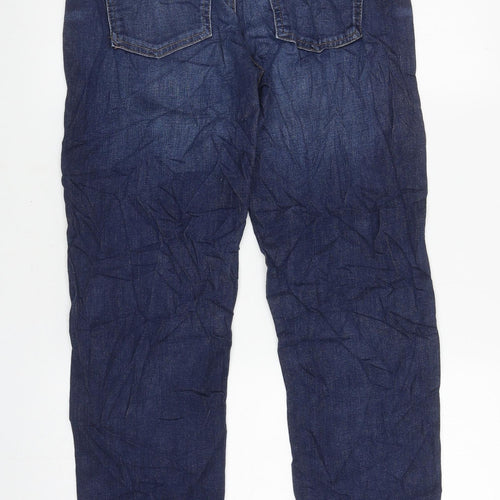 Marks and Spencer Womens Blue Cotton Straight Jeans Size 10 L30 in Regular Zip