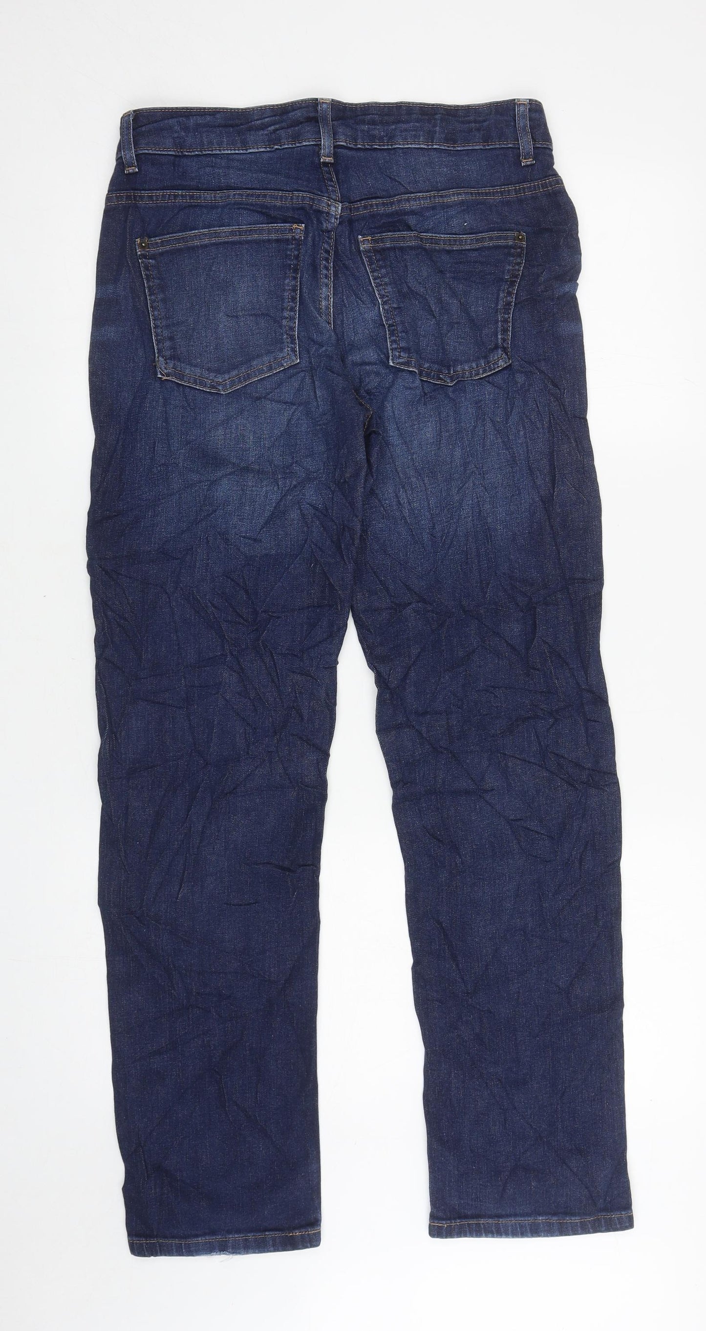 Marks and Spencer Womens Blue Cotton Straight Jeans Size 10 L30 in Regular Zip