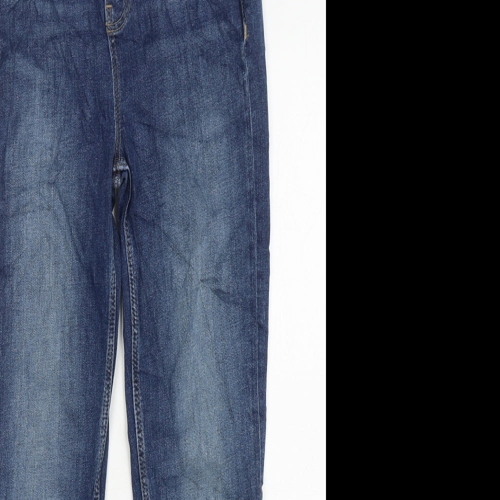 Marks and Spencer Womens Blue Cotton Flared Jeans Size 8 L26 in Slim Zip