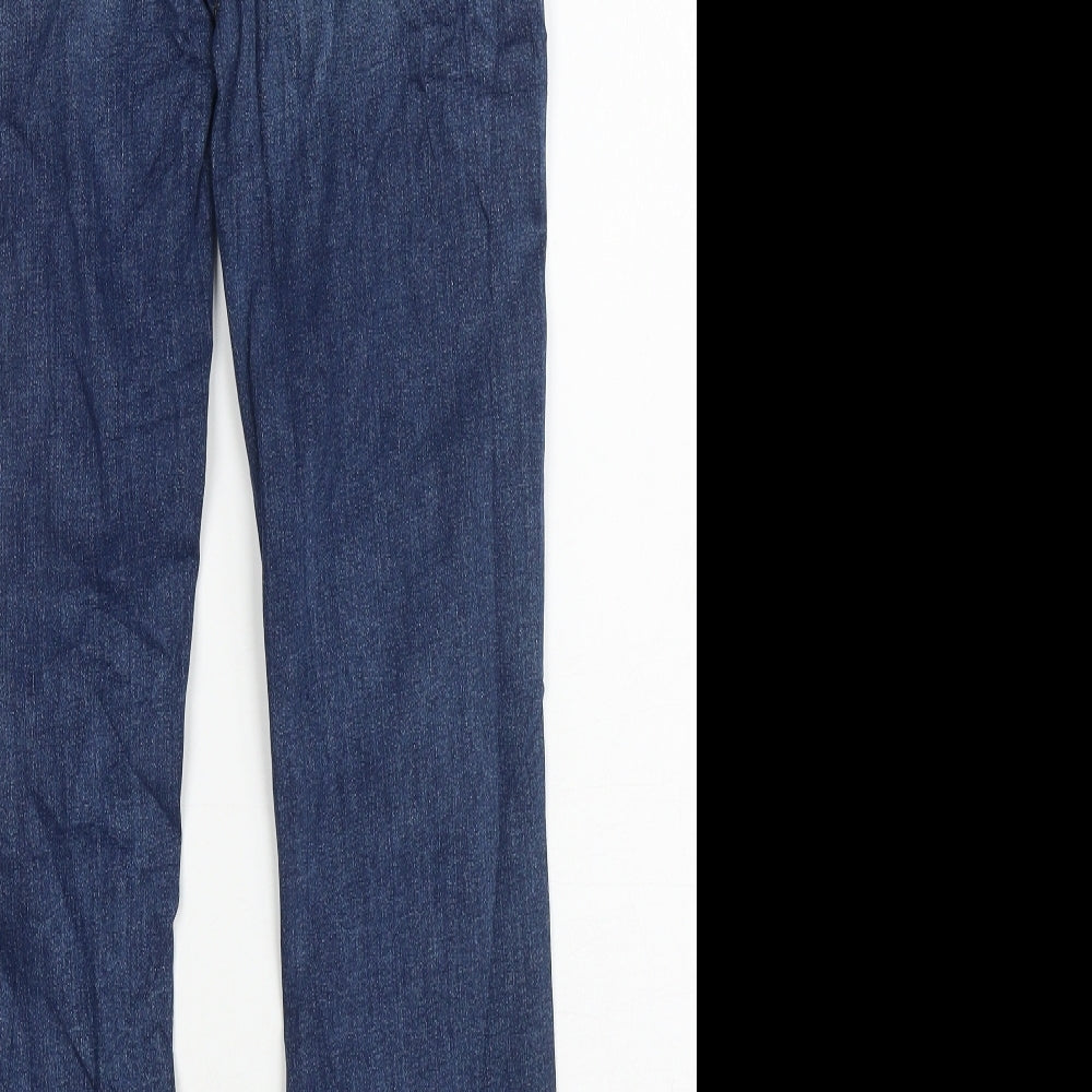 Marks and Spencer Womens Blue Cotton Flared Jeans Size 8 L26 in Slim Zip