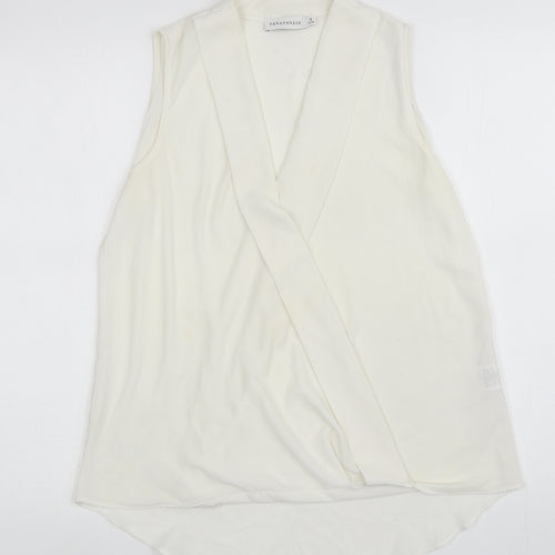 Paraphrase Womens Ivory Polyester Wrap Tank Size 12 V-Neck