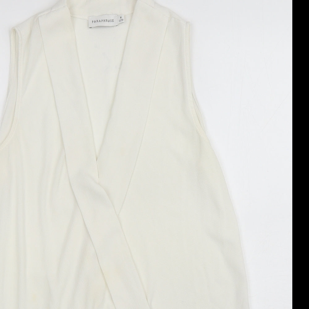 Paraphrase Womens Ivory Polyester Wrap Tank Size 12 V-Neck