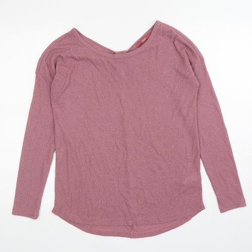 NEXT Womens Pink Viscose Basic T-Shirt Size 8 Scoop Neck - Cut Out Back