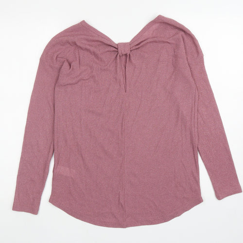 NEXT Womens Pink Viscose Basic T-Shirt Size 8 Scoop Neck - Cut Out Back