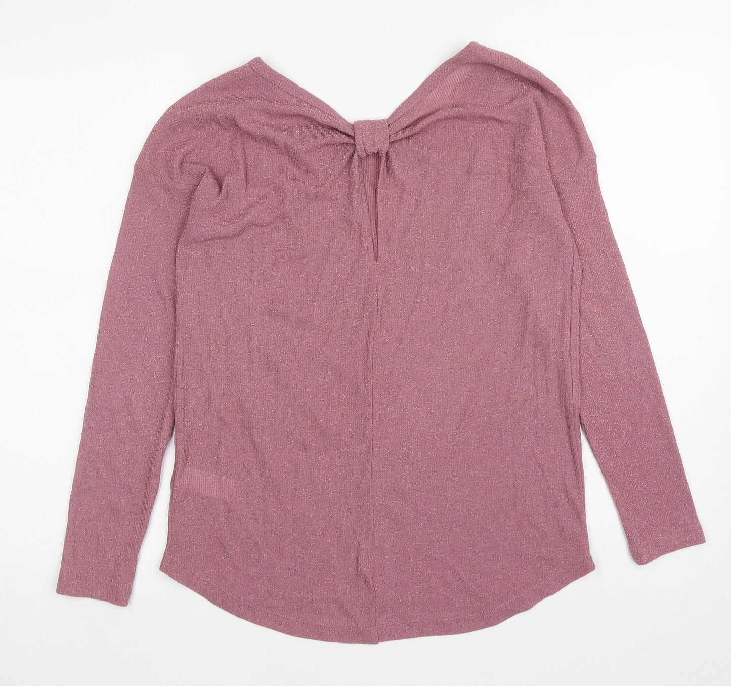 NEXT Womens Pink Viscose Basic T-Shirt Size 8 Scoop Neck - Cut Out Back