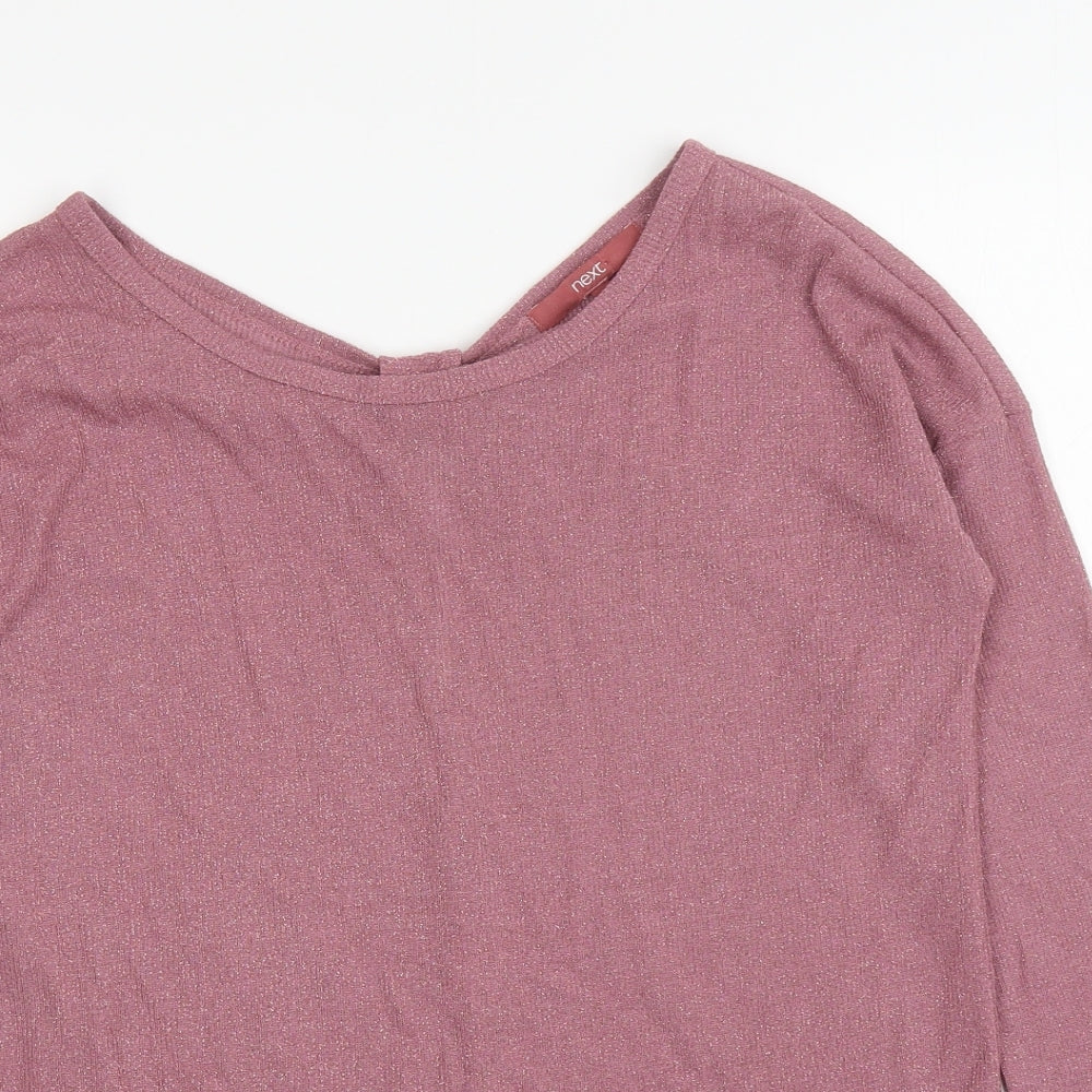 NEXT Womens Pink Viscose Basic T-Shirt Size 8 Scoop Neck - Cut Out Back