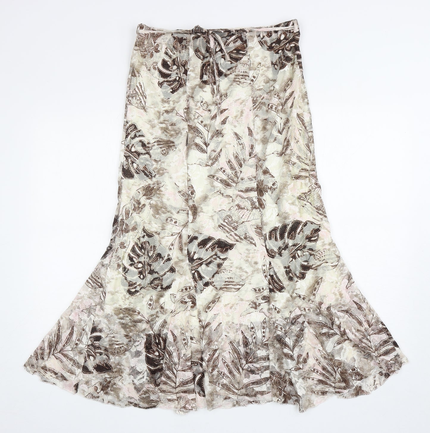 Happit Womens Ivory Floral Polyester Flare Skirt Size 14