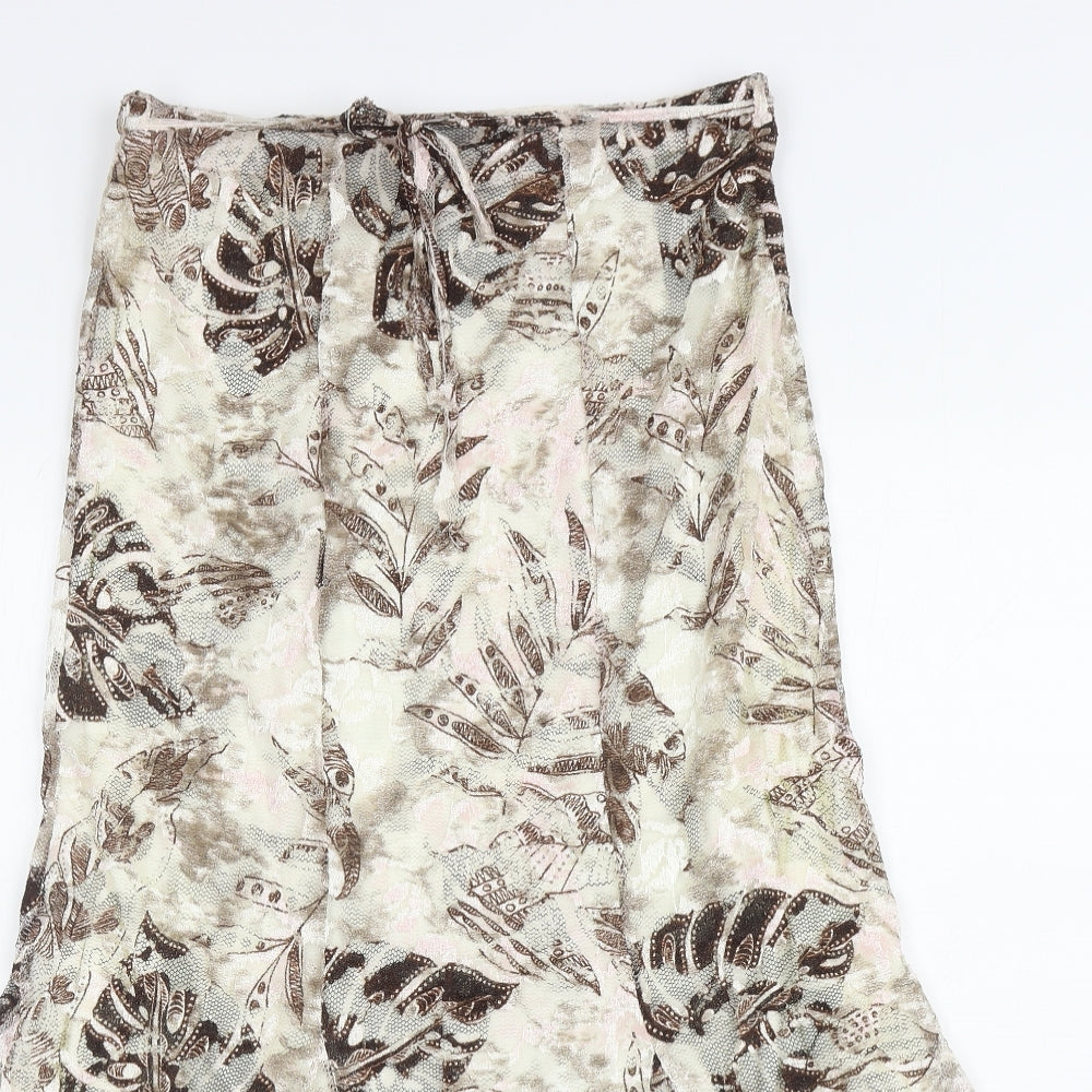 Happit Womens Ivory Floral Polyester Flare Skirt Size 14