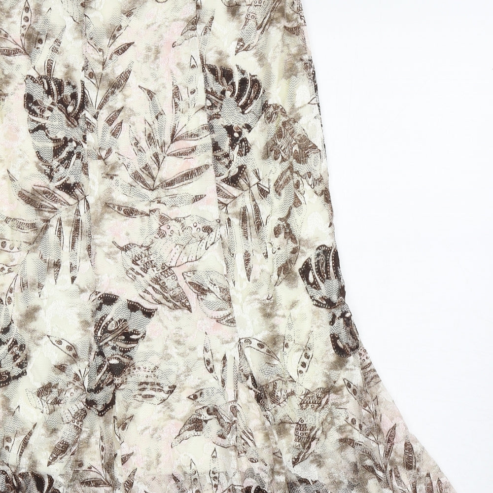 Happit Womens Ivory Floral Polyester Flare Skirt Size 14