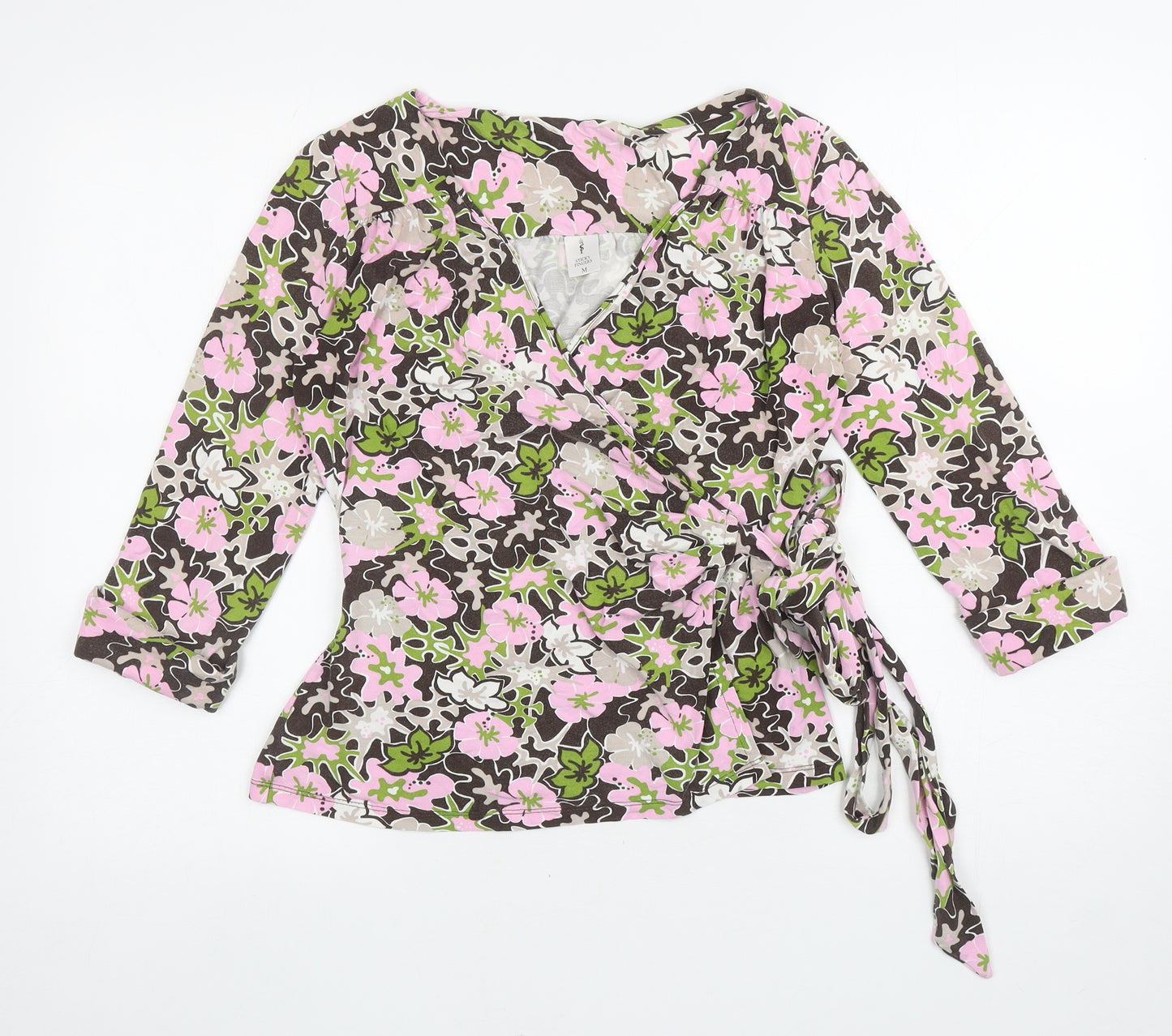 Sticky Fingers Womens Multicoloured Floral Viscose Wrap Blouse Size M V-Neck