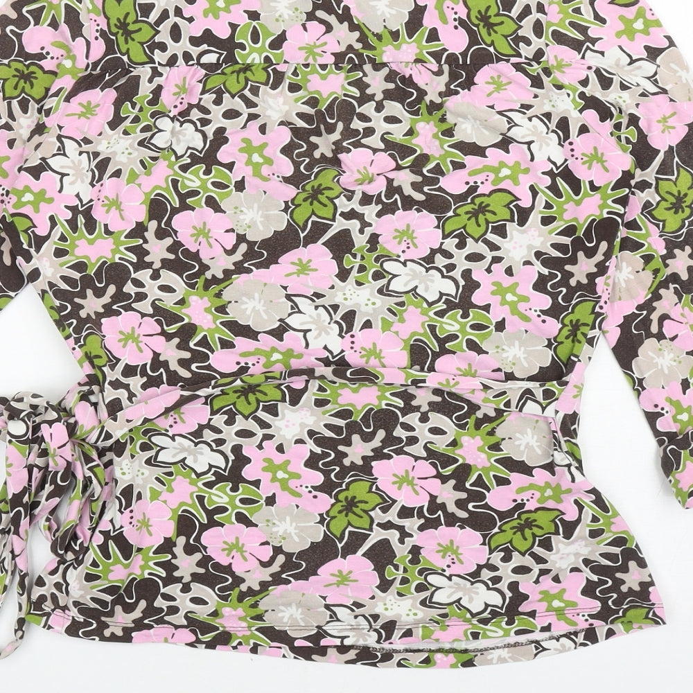 Sticky Fingers Womens Multicoloured Floral Viscose Wrap Blouse Size M V-Neck