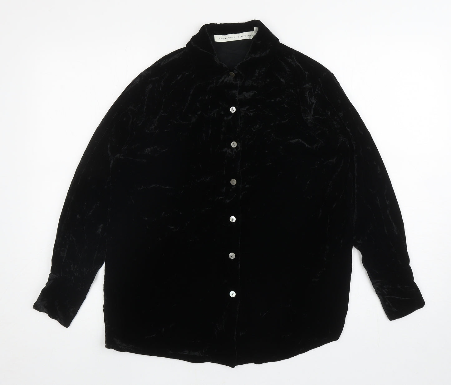 Fenn Wright & Manson Womens Black Viscose Basic Button-Up Size 10 Collared