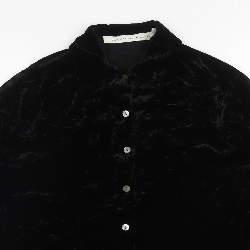 Fenn Wright & Manson Womens Black Viscose Basic Button-Up Size 10 Collared