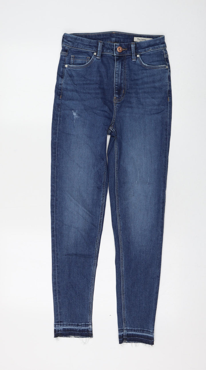 Marks and Spencer Womens Blue Cotton Skinny Jeans Size 6 L26 in Regular Zip