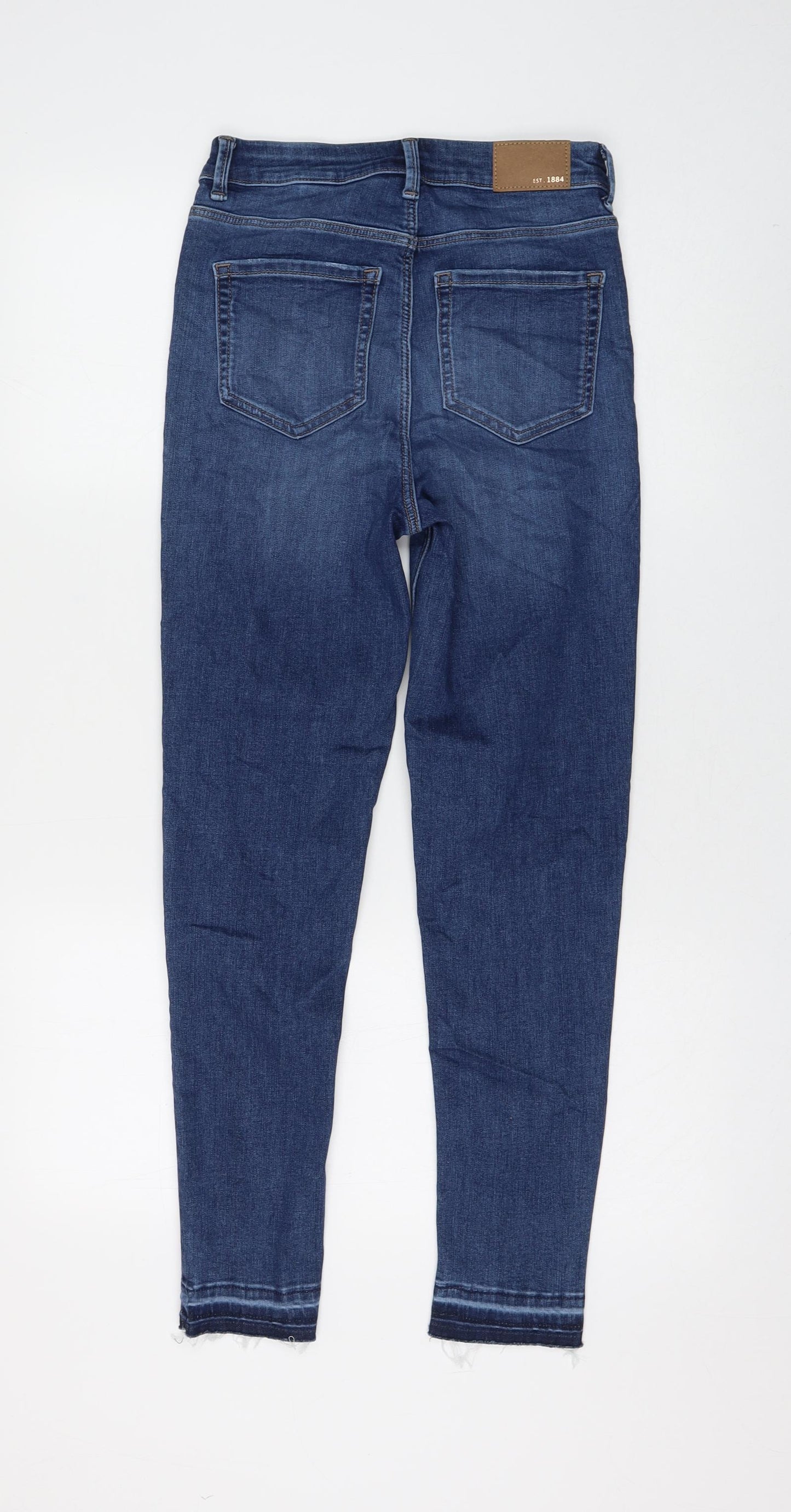 Marks and Spencer Womens Blue Cotton Skinny Jeans Size 6 L26 in Regular Zip