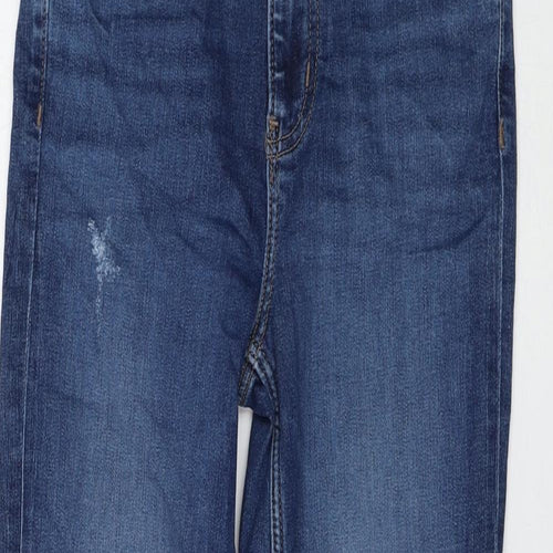 Marks and Spencer Womens Blue Cotton Skinny Jeans Size 6 L26 in Regular Zip