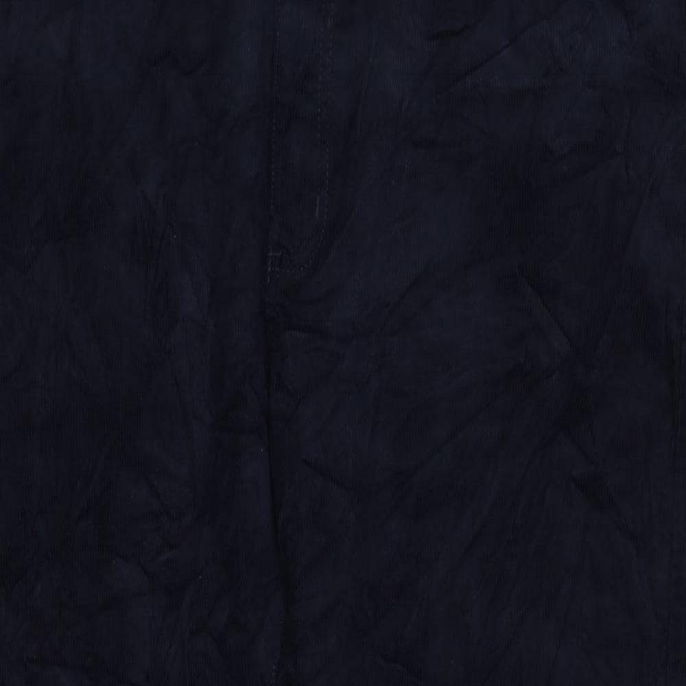 Marks and Spencer Womens Blue Cotton Trousers Size 44 in L29 in Regular Zip