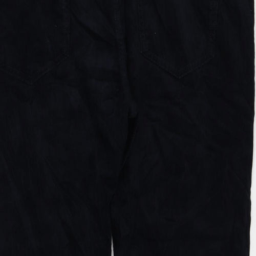Marks and Spencer Womens Blue Cotton Trousers Size 44 in L29 in Regular Zip