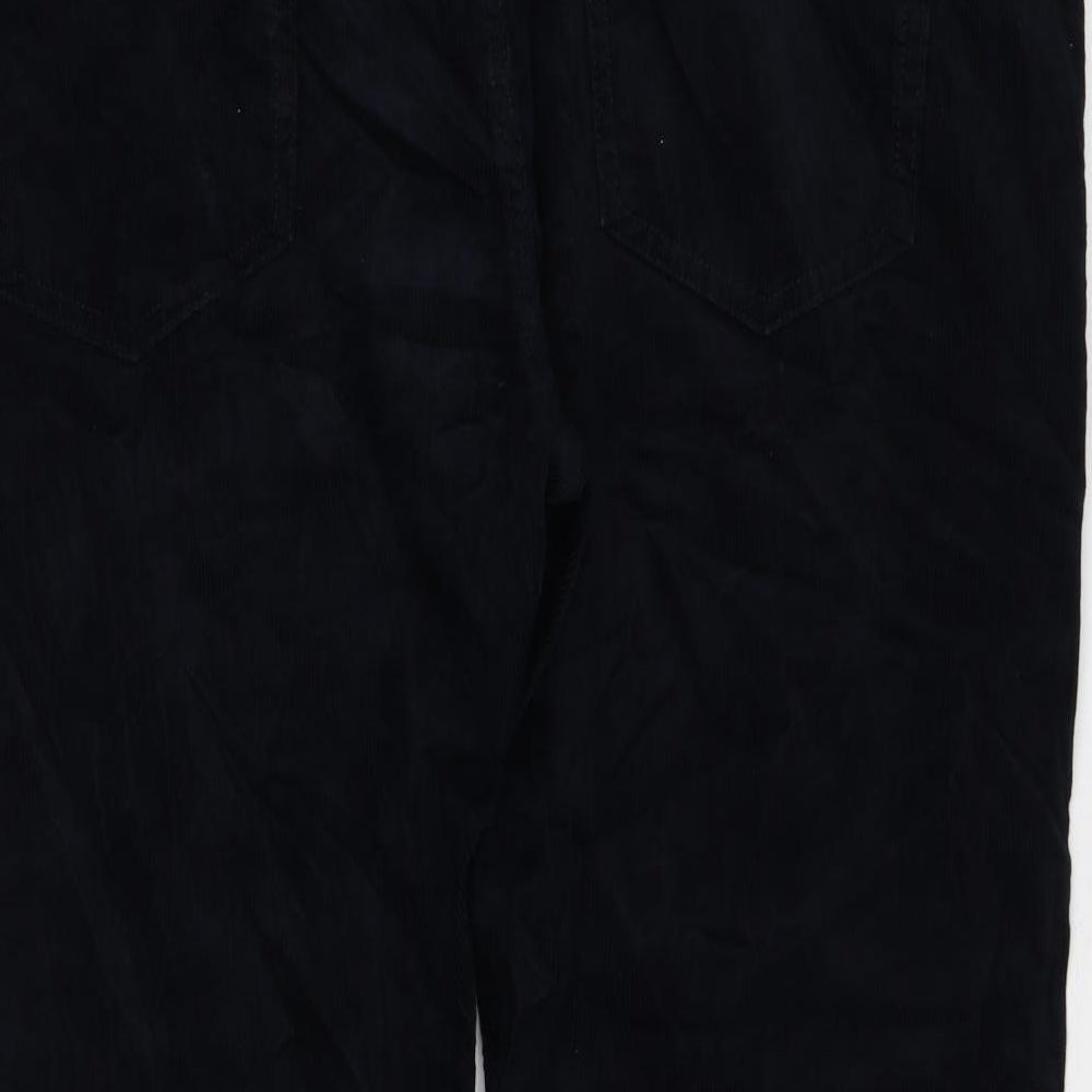 Marks and Spencer Womens Blue Cotton Trousers Size 44 in L29 in Regular Zip