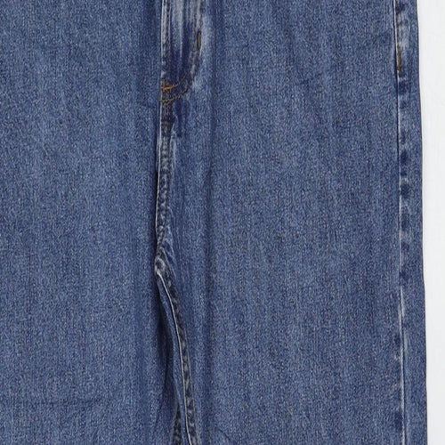 Marks and Spencer Womens Blue Cotton Straight Jeans Size 32 in L29 in Regular Zip