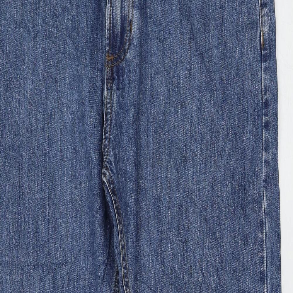 Marks and Spencer Womens Blue Cotton Straight Jeans Size 32 in L29 in Regular Zip