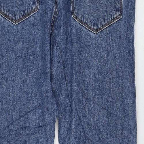 Marks and Spencer Womens Blue Cotton Straight Jeans Size 32 in L29 in Regular Zip