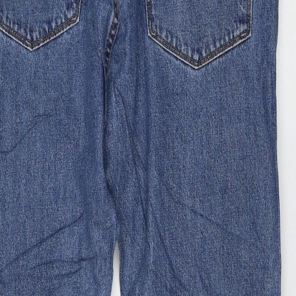 Marks and Spencer Womens Blue Cotton Straight Jeans Size 32 in L29 in Regular Zip