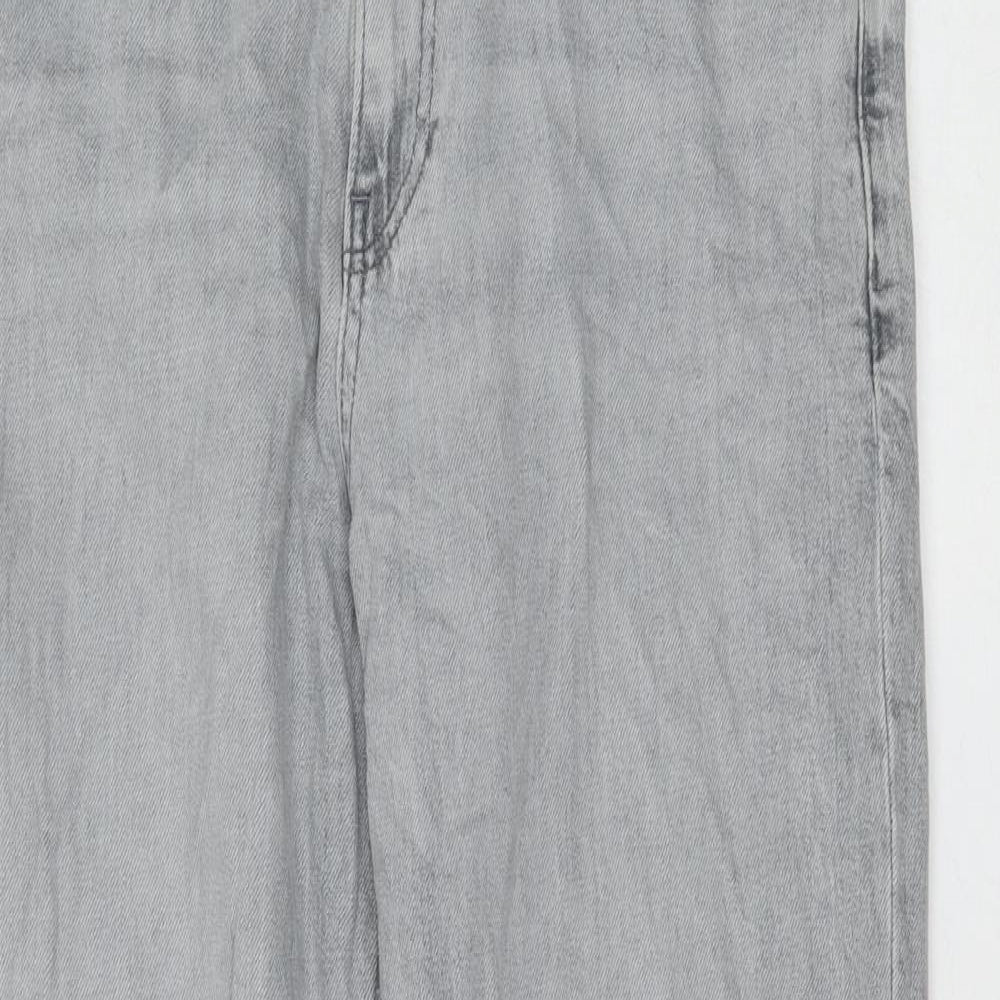 Marks and Spencer Womens Grey Polyester Boyfriend Jeans Size 14 L26 in Regular Zip