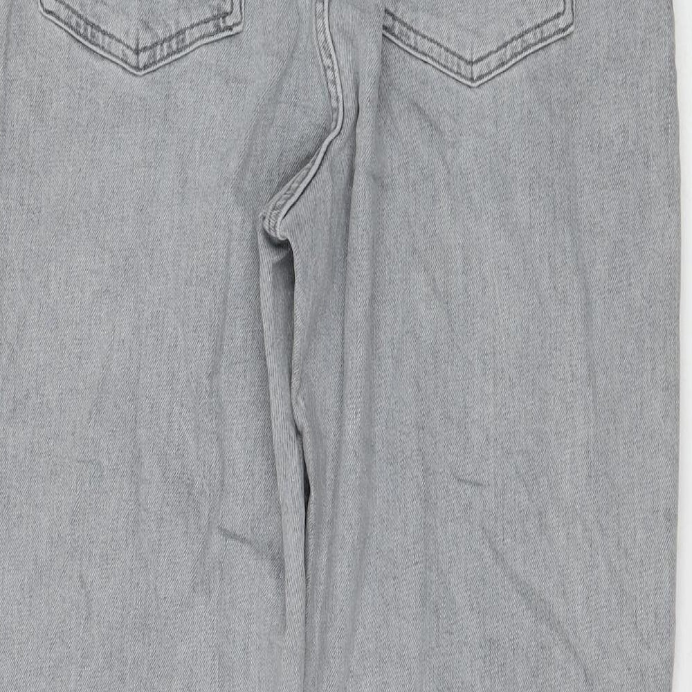Marks and Spencer Womens Grey Polyester Boyfriend Jeans Size 14 L26 in Regular Zip