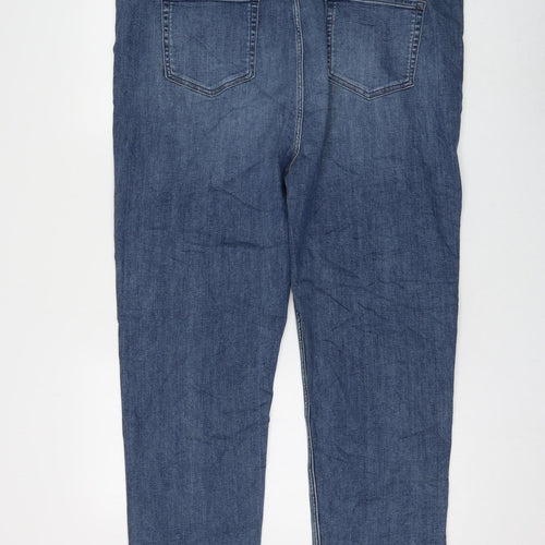 Marks and Spencer Womens Blue Cotton Straight Jeans Size 22 L28 in Regular Zip