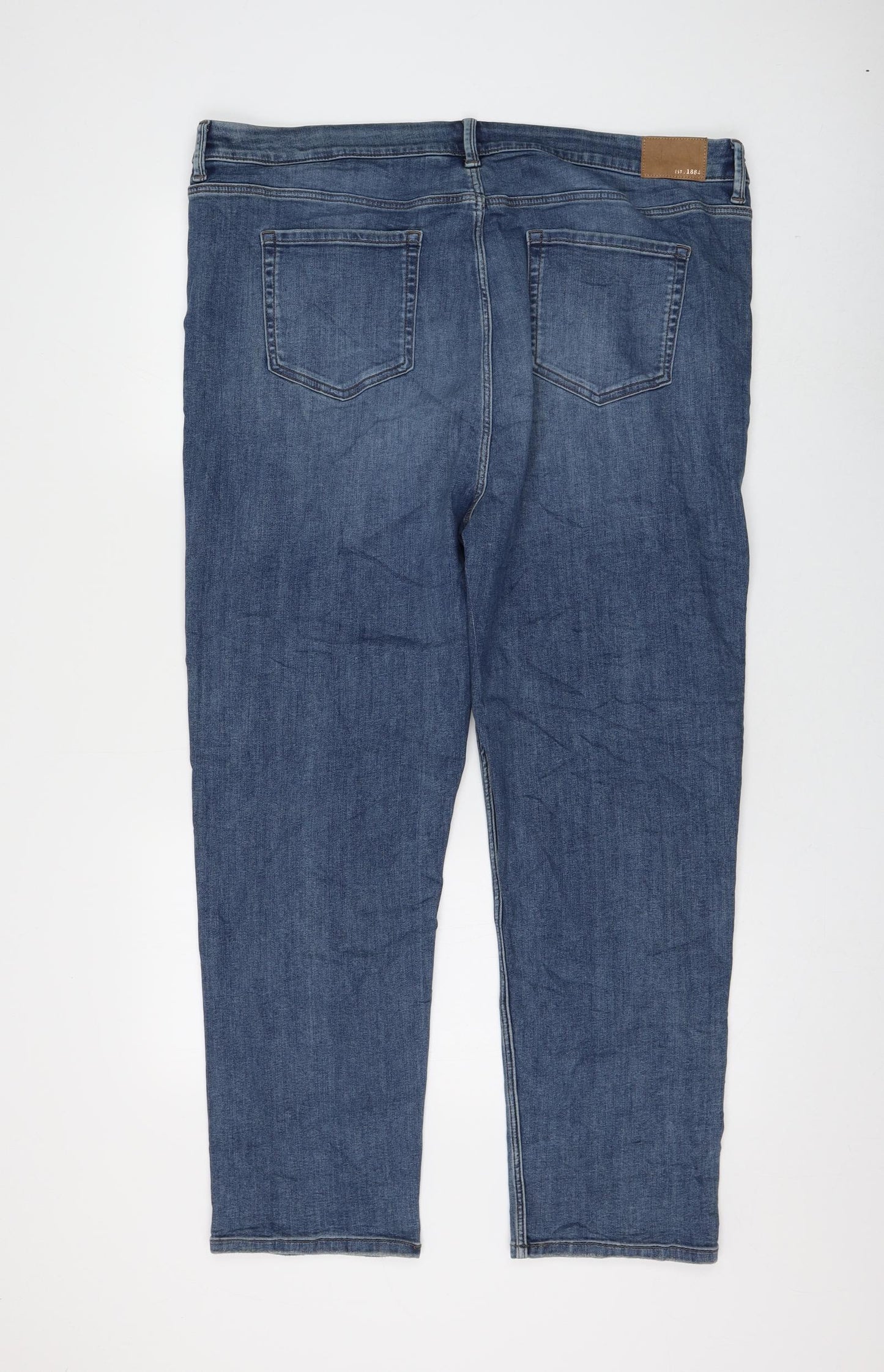 Marks and Spencer Womens Blue Cotton Straight Jeans Size 22 L28 in Regular Zip