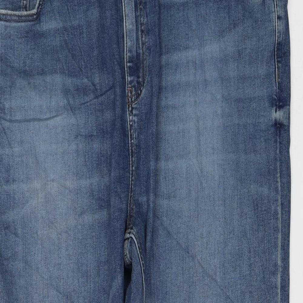 Marks and Spencer Womens Blue Cotton Straight Jeans Size 22 L28 in Regular Zip