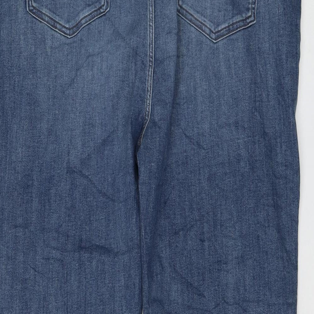 Marks and Spencer Womens Blue Cotton Straight Jeans Size 22 L28 in Regular Zip