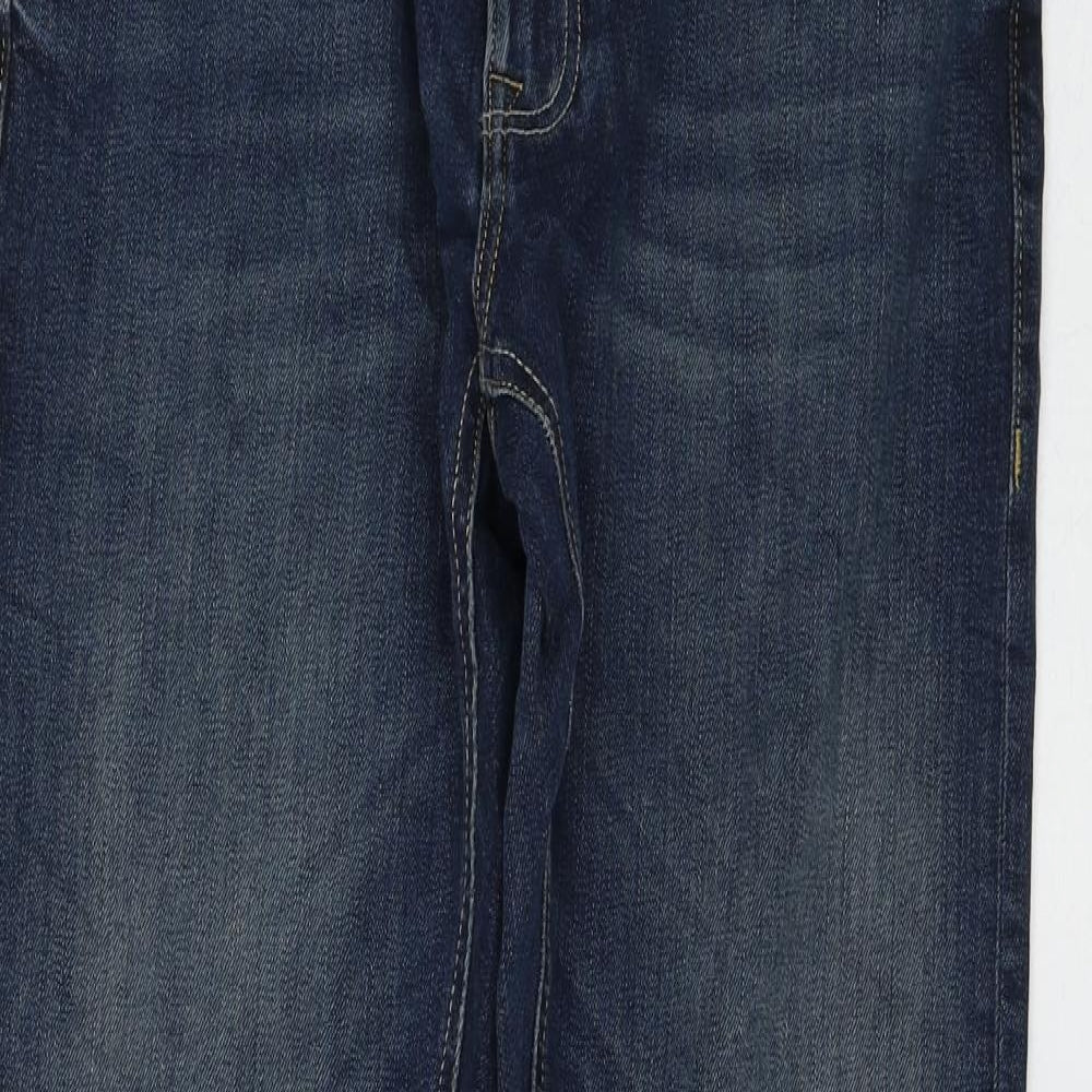 Marks and Spencer Womens Blue Cotton Straight Jeans Size 32 in L33 in Regular Zip
