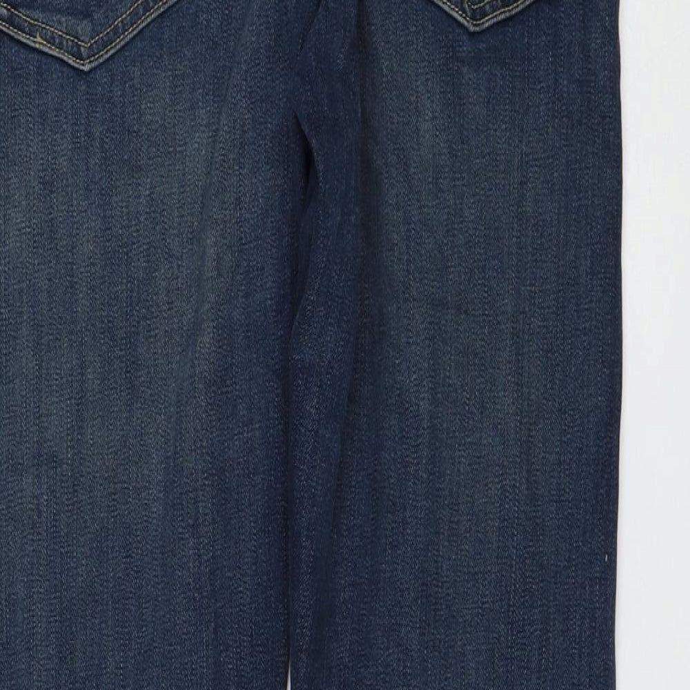 Marks and Spencer Womens Blue Cotton Straight Jeans Size 32 in L33 in Regular Zip