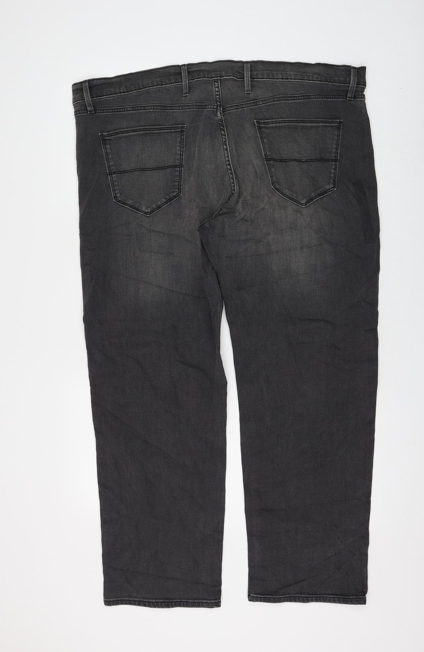 Marks and Spencer Womens Grey Cotton Straight Jeans Size 42 in L29 in Regular Zip