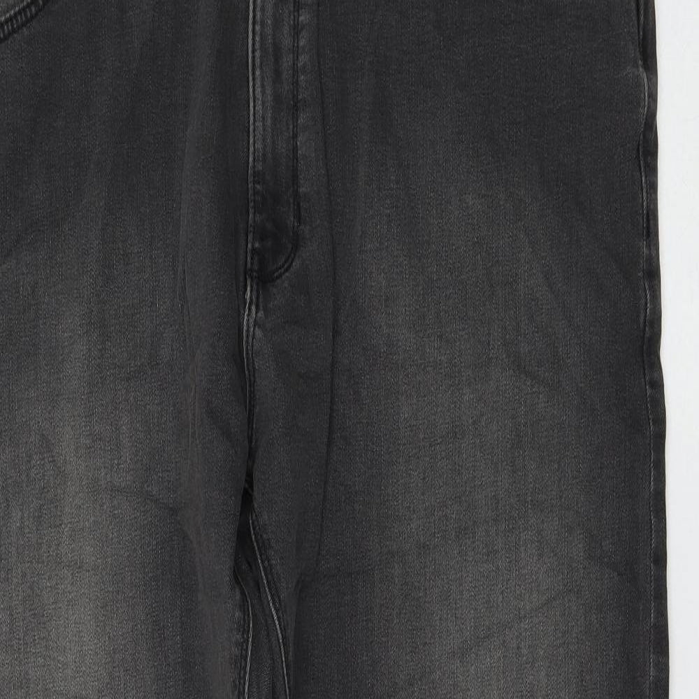 Marks and Spencer Womens Grey Cotton Straight Jeans Size 42 in L29 in Regular Zip