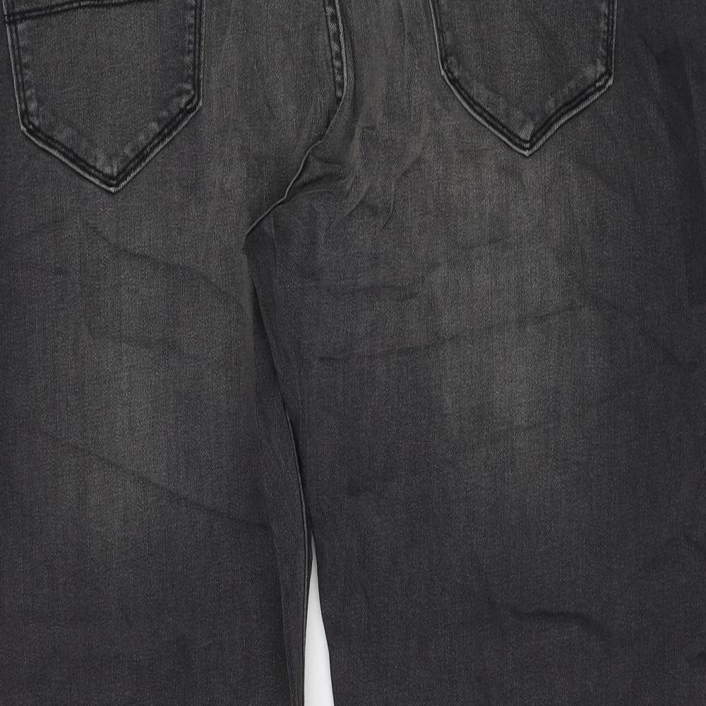 Marks and Spencer Womens Grey Cotton Straight Jeans Size 42 in L29 in Regular Zip
