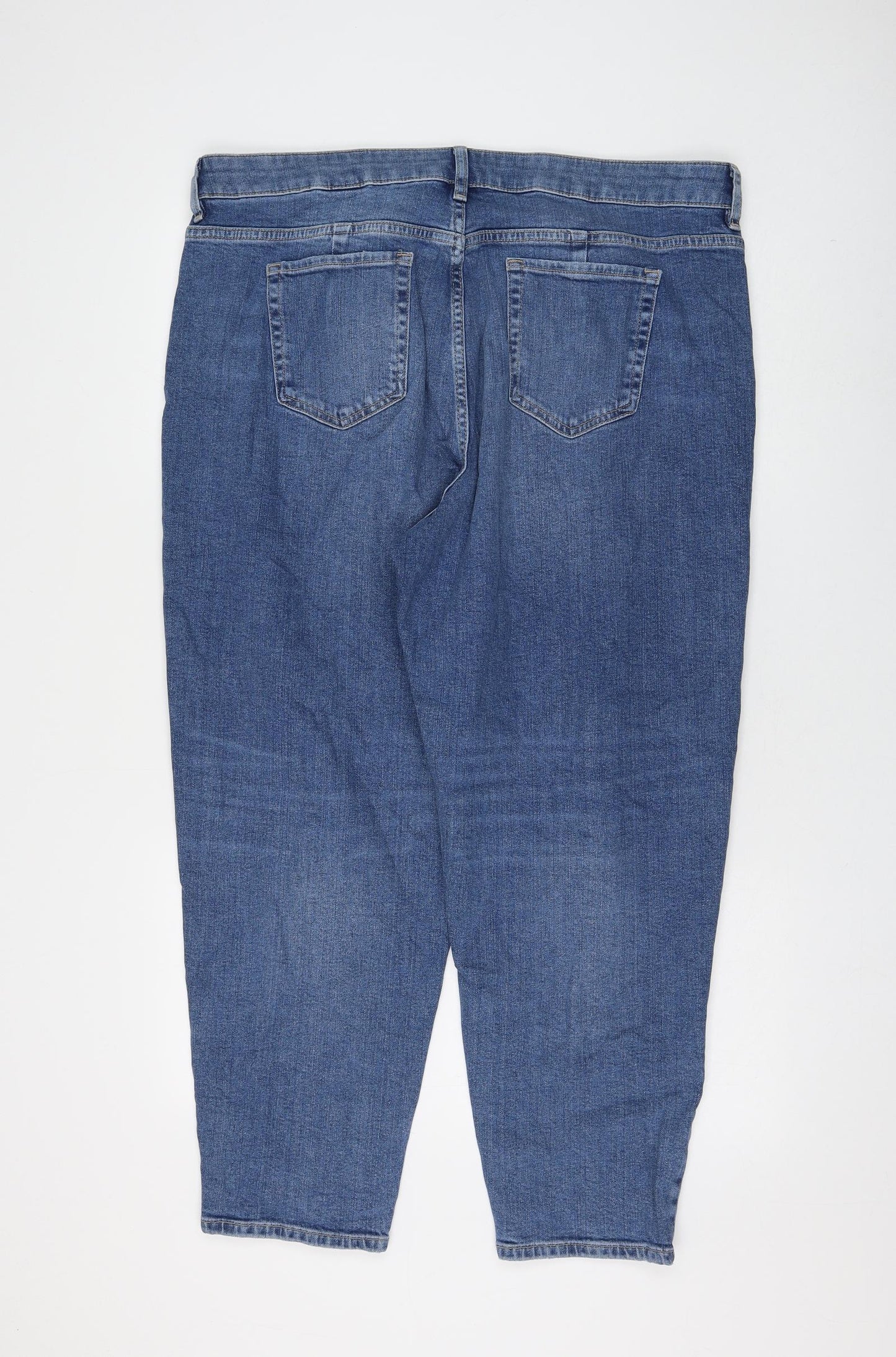 Marks and Spencer Womens Blue Cotton Straight Jeans Size 18 L26 in Regular Zip