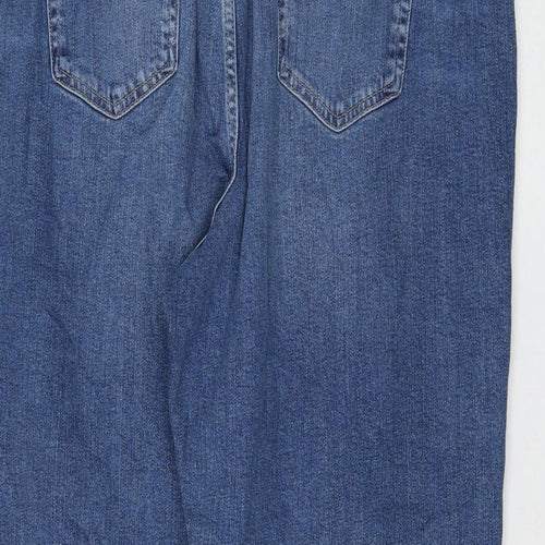 Marks and Spencer Womens Blue Cotton Straight Jeans Size 18 L26 in Regular Zip