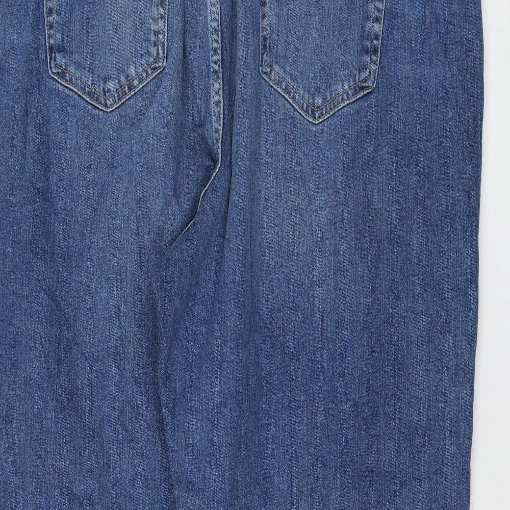 Marks and Spencer Womens Blue Cotton Straight Jeans Size 18 L26 in Regular Zip