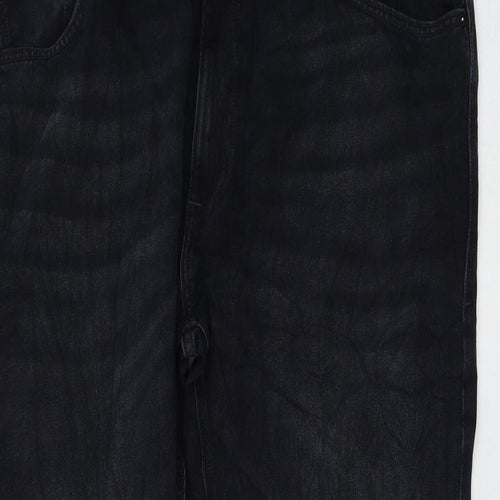 Marks and Spencer Womens Black Cotton Straight Jeans Size 40 in L29 in Regular Zip