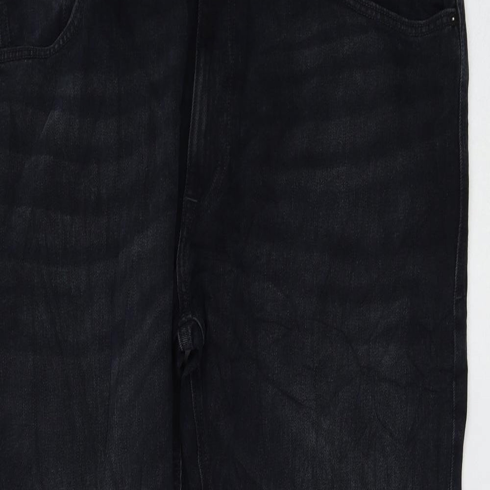 Marks and Spencer Womens Black Cotton Straight Jeans Size 40 in L29 in Regular Zip