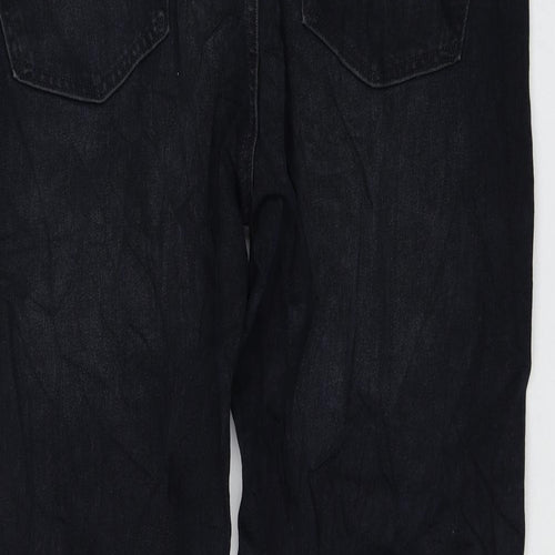 Marks and Spencer Womens Black Cotton Straight Jeans Size 40 in L29 in Regular Zip