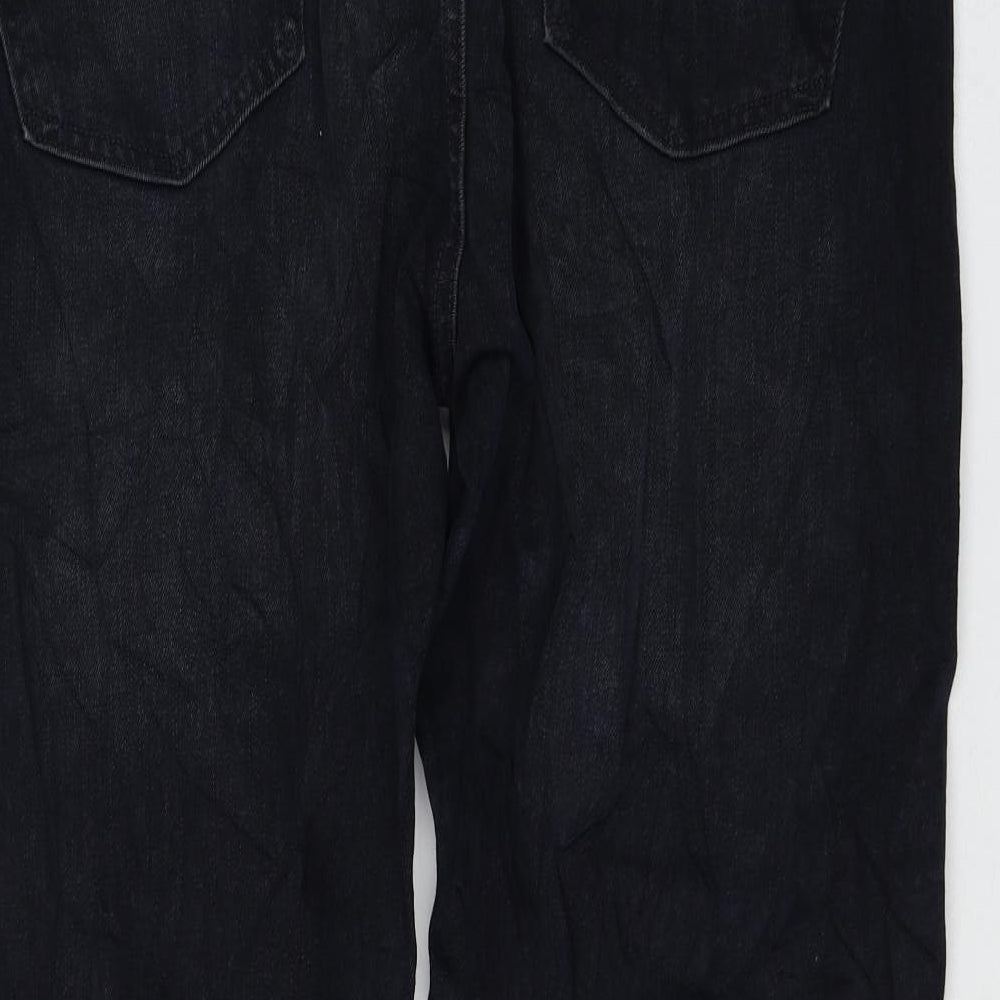 Marks and Spencer Womens Black Cotton Straight Jeans Size 40 in L29 in Regular Zip