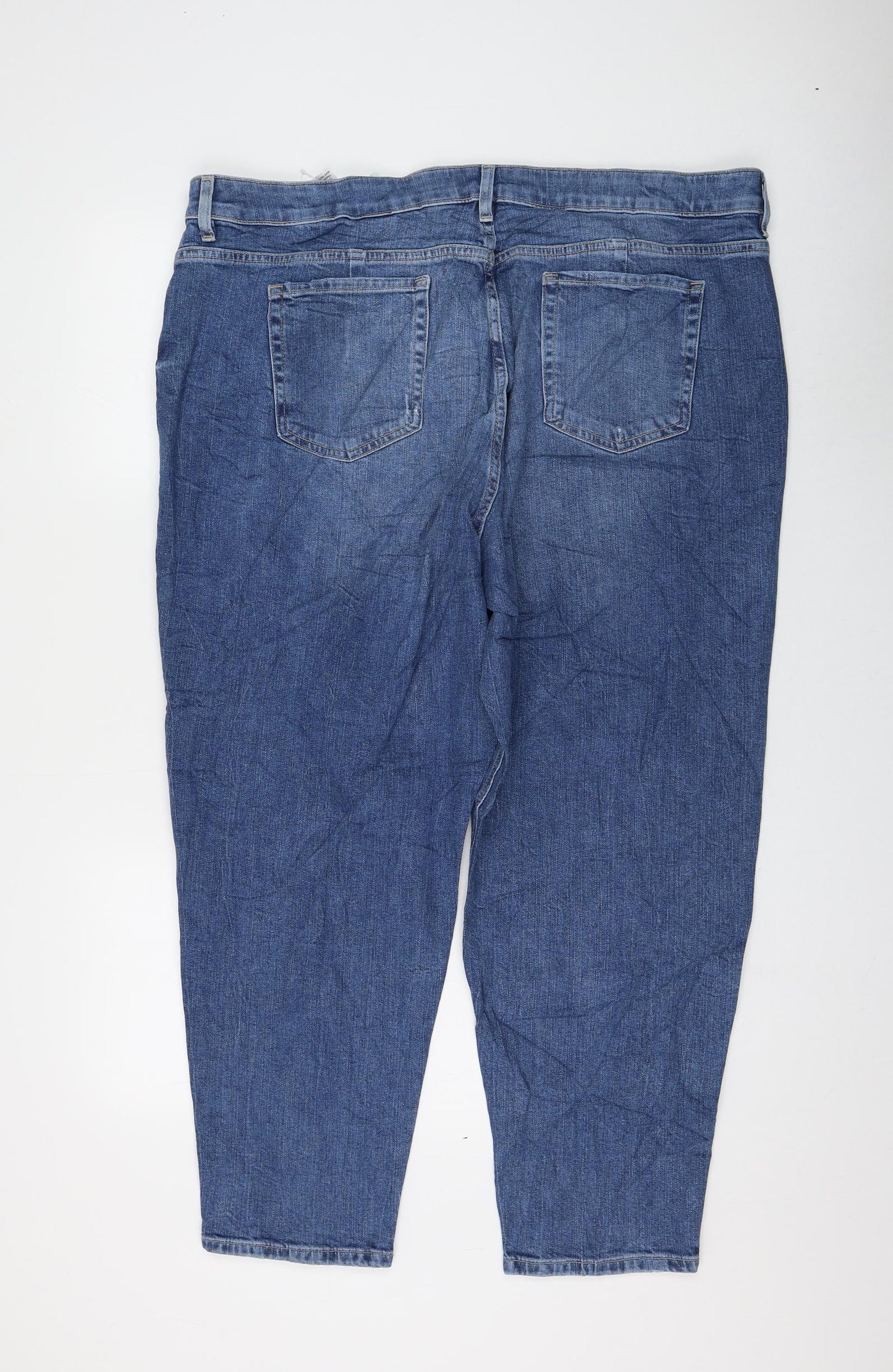 Marks and Spencer Womens Blue Cotton Mom Jeans Size 22 L26 in Regular Zip