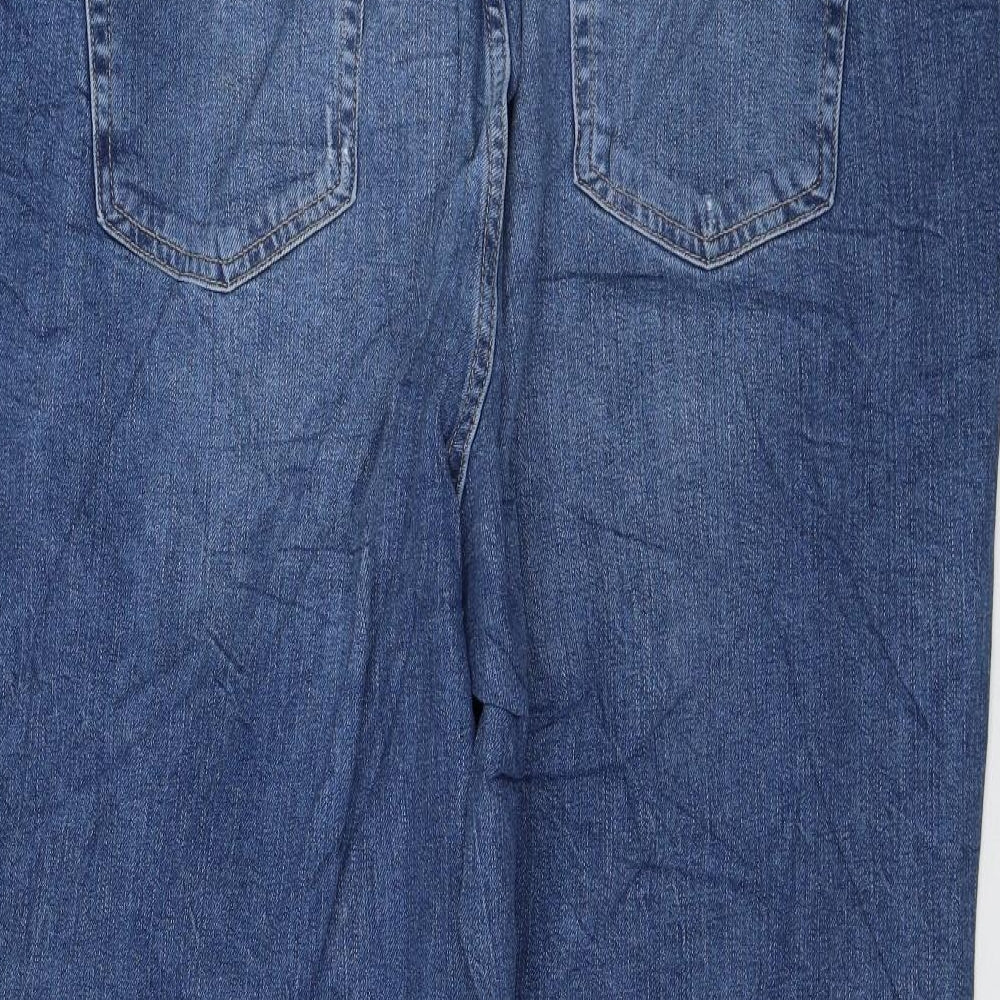 Marks and Spencer Womens Blue Cotton Mom Jeans Size 22 L26 in Regular Zip